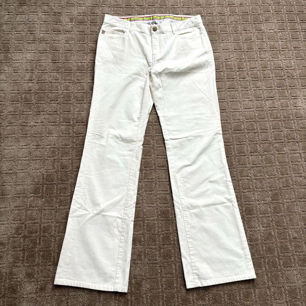 Lilly Pulitzer Corduroy Pants Women Size 10 Stretch Bootcut Off White